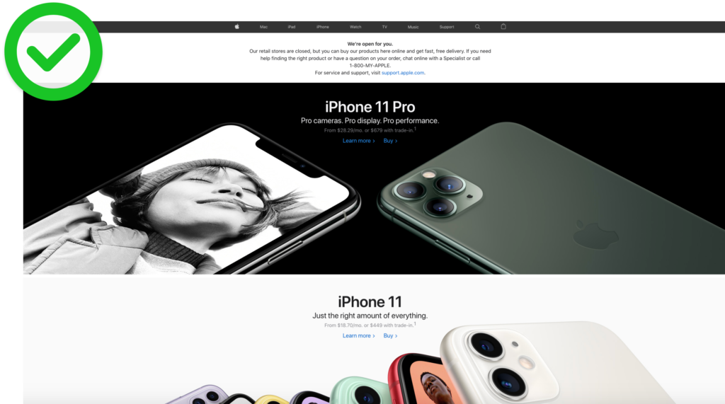 Hick's Law on Apple Homepage. Clear and simple hierarchy. 